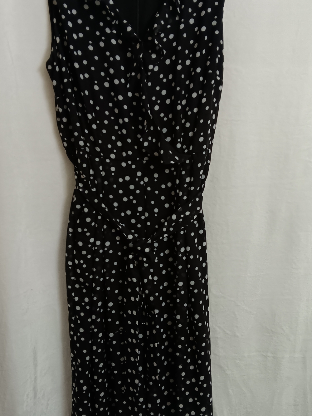 Lane Bryant Black and White Polka Dot Sleeveless Jumpsuit